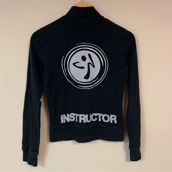 Zumba INSTRUCTOR Jacket Women’s Small Black Silver Zip up Athletic Workout Dance - Picture 2 of 8